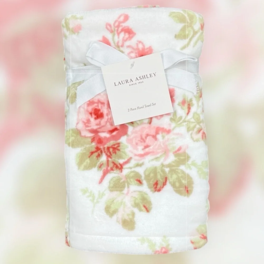 Laura Ashley  - ‘Pink Floral Bouquet’ bath towel set. NWT Firm!